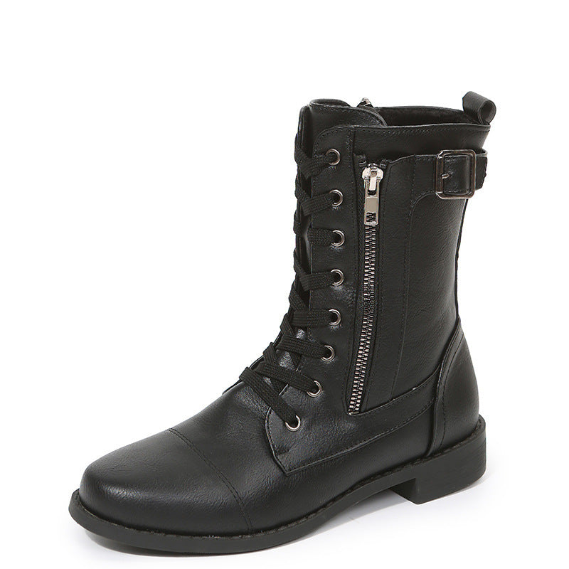 Fiona – Lace-Up Ankle Boots with Side Zipper