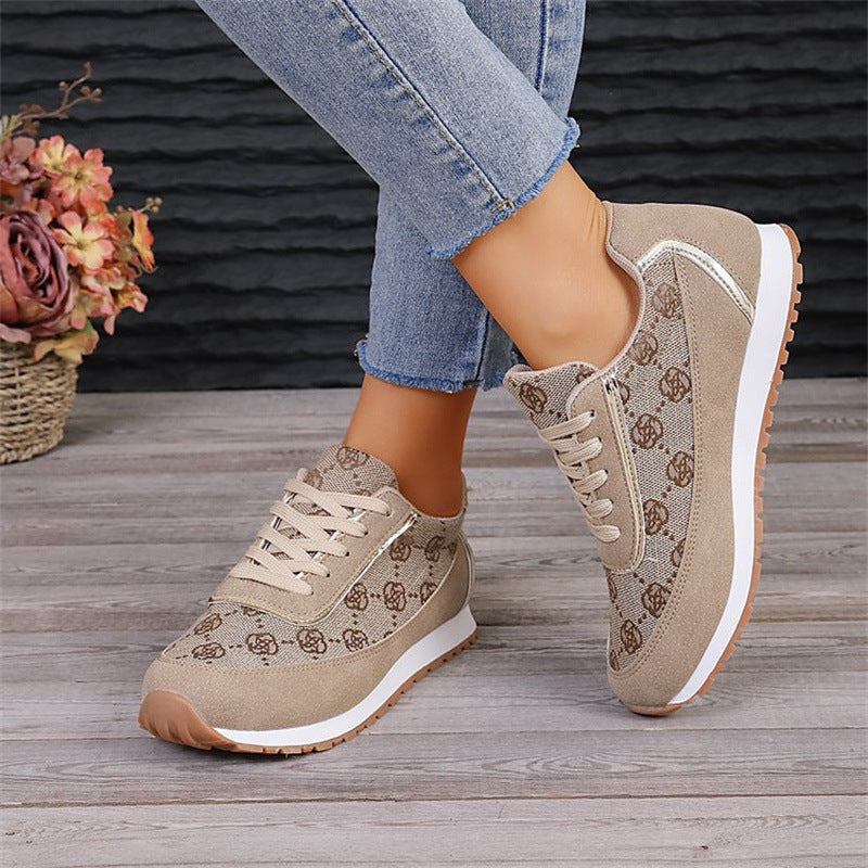 Catherine – Floral Pattern Lace-Up Sneakers Lightweight Breathable Women