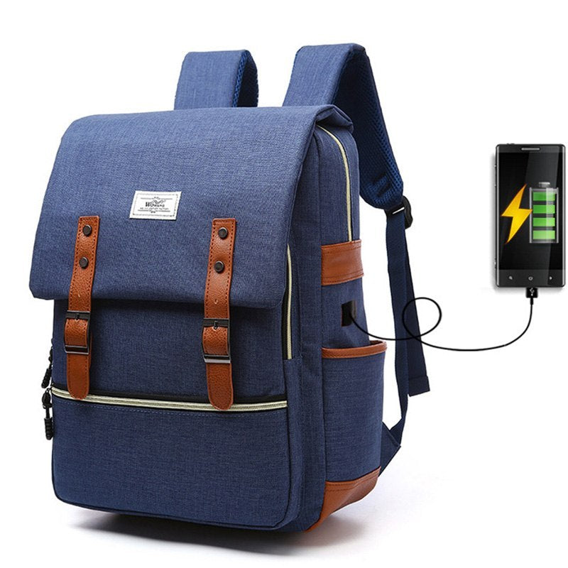 Clive – Vintage Unisex Canvas Backpack with USB Charging