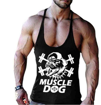 Simon – Cartoon Fitness Vest with Muscle Dog Print