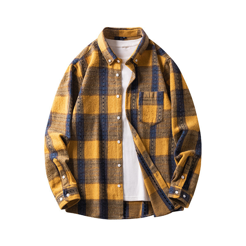 Leonard – Long-Sleeve Men's Flannel Shirt with Check Pattern