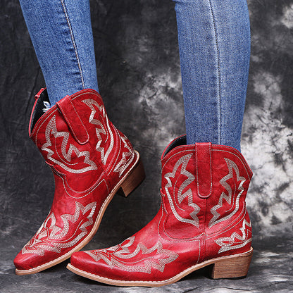 Audrey – Cowgirl Boots with Embroidery and Wedge Heel