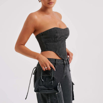 Ann – Low Waist Denim Suit with Pocket Stitch Jeans