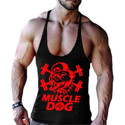 Simon – Cartoon Fitness Vest with Muscle Dog Print