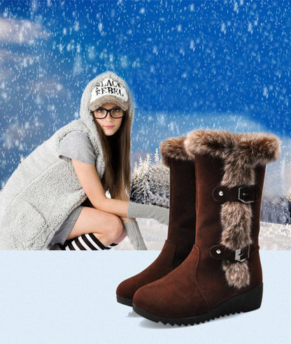 Adele – Mid-Height Women's Boots with Faux Fur for Winter