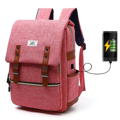 Clive – Vintage Unisex Canvas Backpack with USB Charging