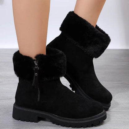 Lauren – Warm Plush Boots for Women with Side Zipper