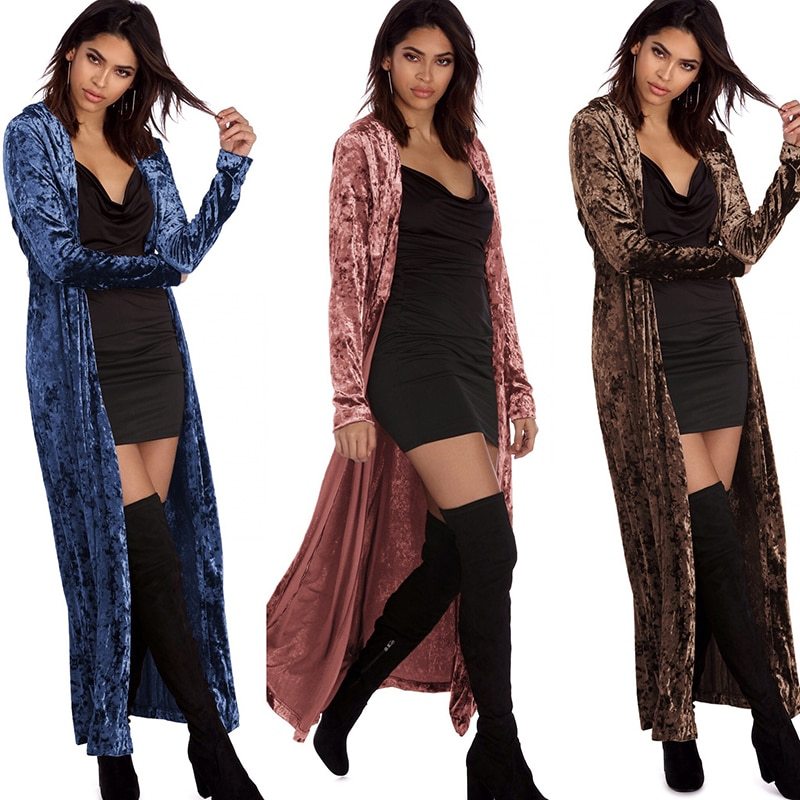 Shannon – Long Women's Velvet Coat for Autumn