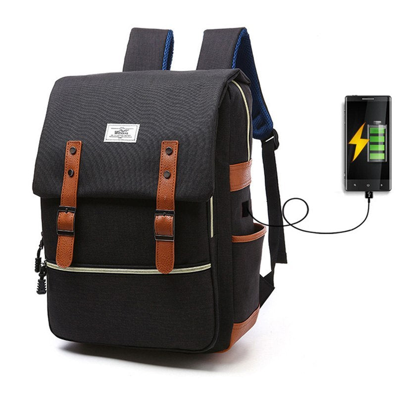 Clive – Vintage Unisex Canvas Backpack with USB Charging