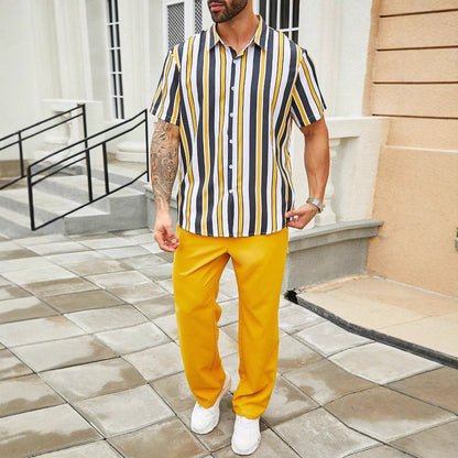 Robbie – Casual Striped Short Sleeve Shirt Suit