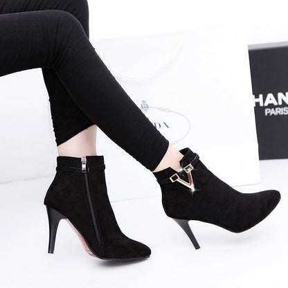 Elizabeth – Women's High Heel Boots with V-Shaped Design