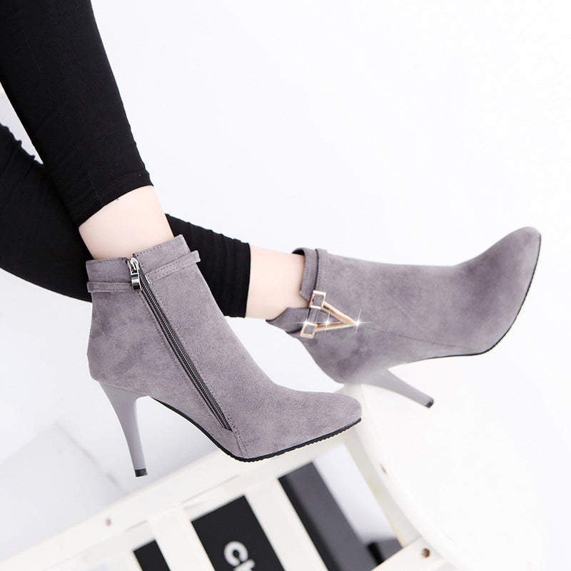 Elizabeth – Women's High Heel Boots with V-Shaped Design