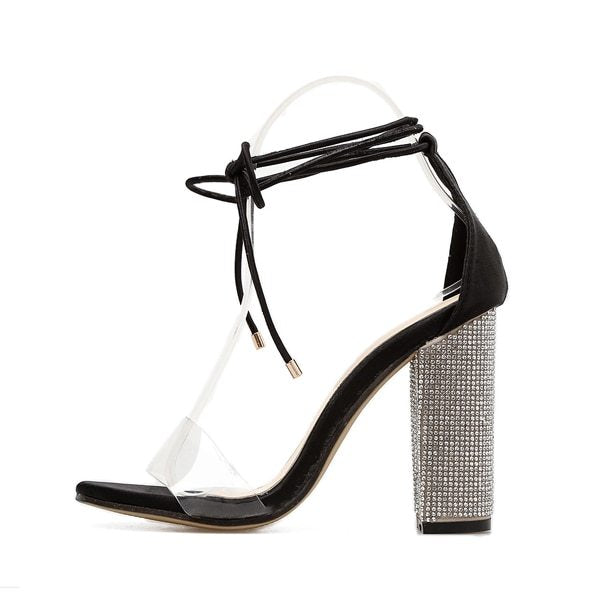 Chelsea – Roman High Heel Sandals with Rhinestones and Straps