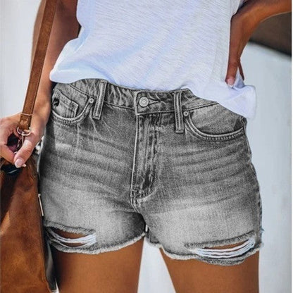 Ann – Summer Denim Shorts with Fringe for Women