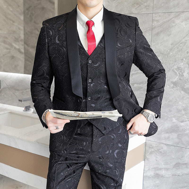 Terrence – Embossed Three-Piece Suit for Men