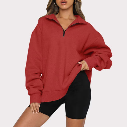 Phoebe – Casual Zip Sweatshirt with Turndown Collar