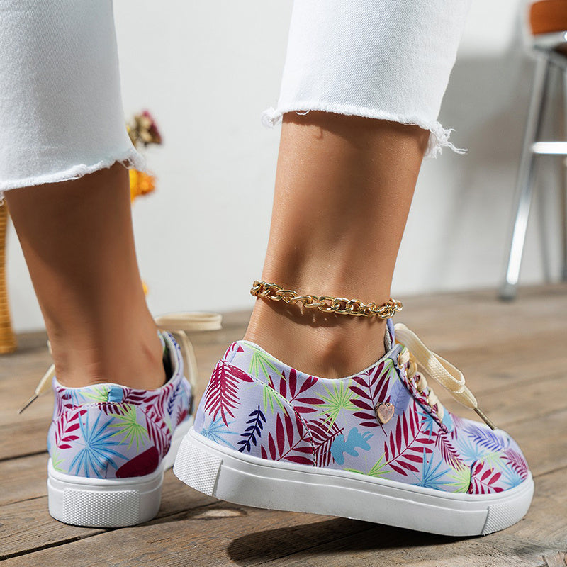 Vanessa – Women's Canvas Shoes with Leaf Print