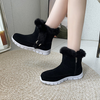 Catherine – Thick Winter Boots with Buckle Design