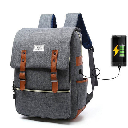 Clive – Vintage Unisex Canvas Backpack with USB Charging