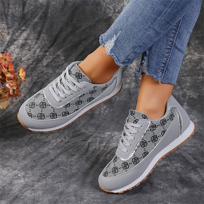 Catherine – Floral Pattern Lace-Up Sneakers Lightweight Breathable Women