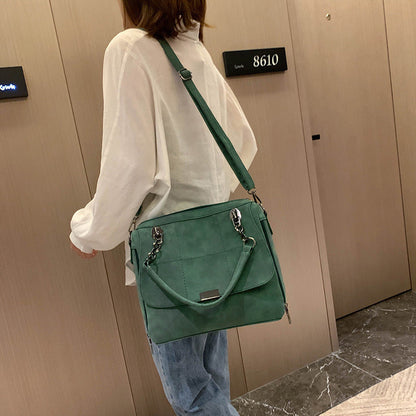 Julie – Large Shoulder Bag in Premium Vegan Leather Matcha Green