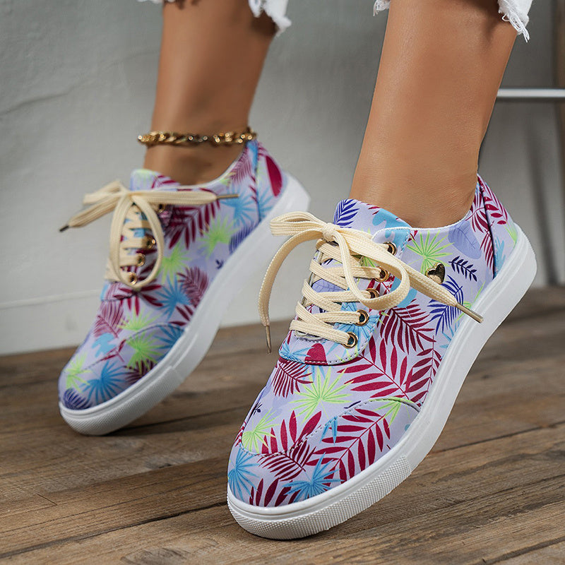 Vanessa – Women's Canvas Shoes with Leaf Print