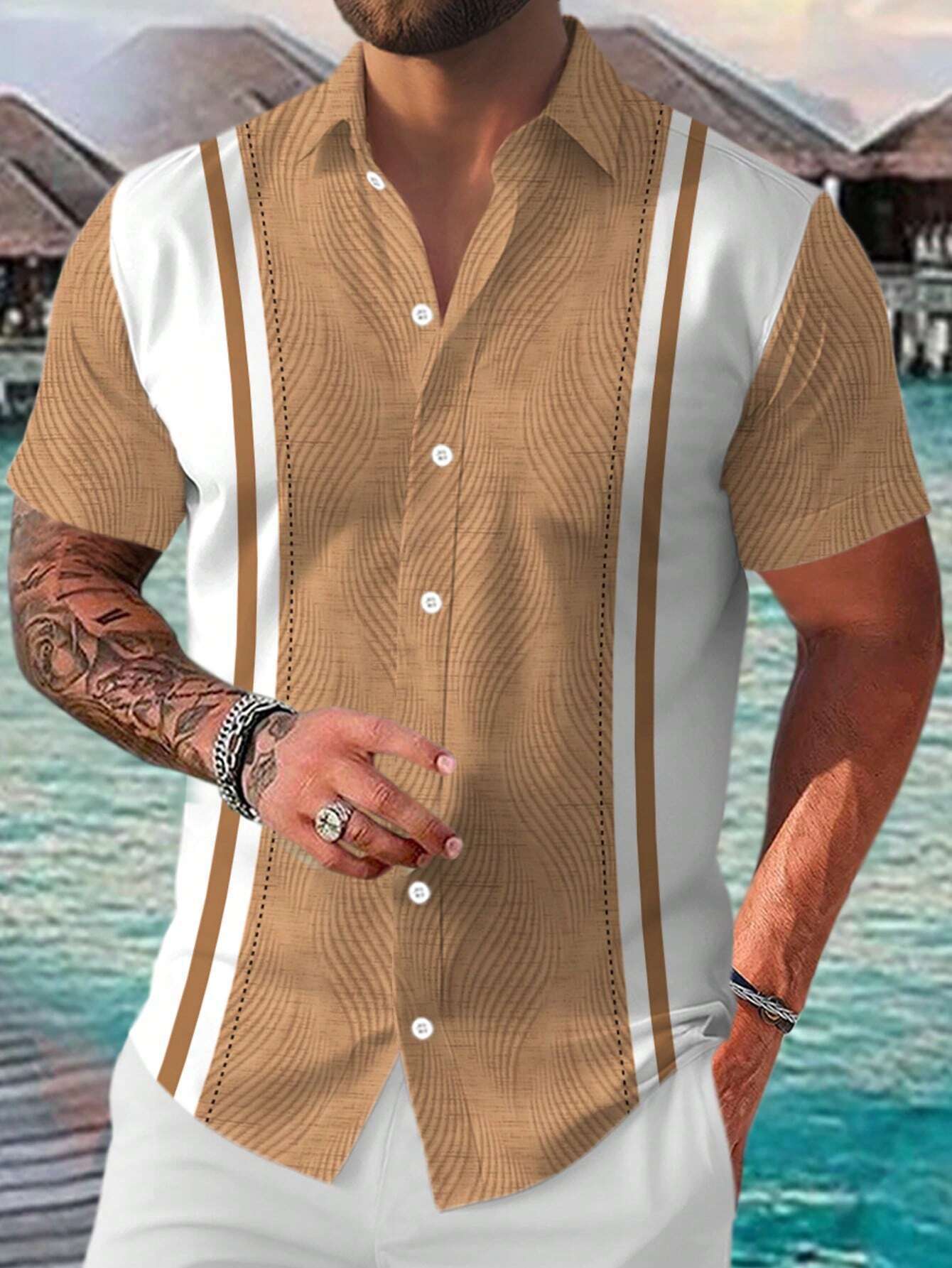 Dennis – Casual Geometric Short Sleeve Shirt for Men