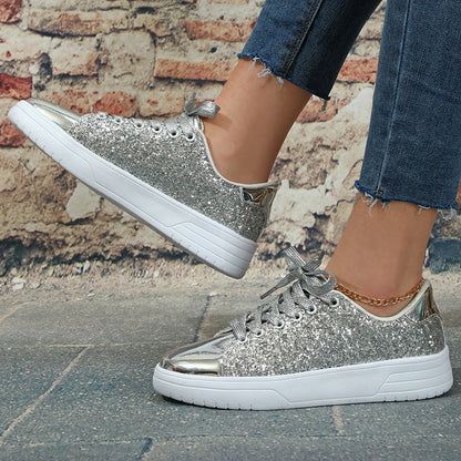 Sara – Glittery Women's Sneakers with Thick Sole