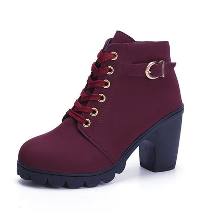 Katy – Chunky Block Heel Ankle Boots with Buckle