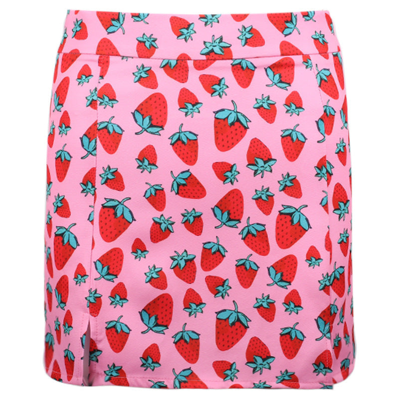 Lily – Cherry Print A-Line Mini Skirt with High Waist and Slit