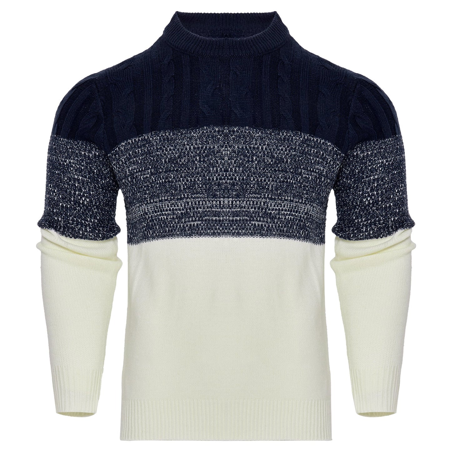 Giles – Casual Color Block Cable Knit Sweater