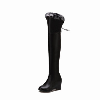 Hannah – High Wedge Boots with Faux Fur