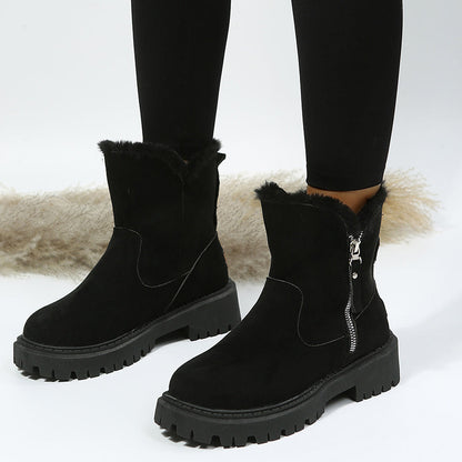 Karen – Thick Plush Snow Boots in Premium Vegan Suede with Non-Slip Sole