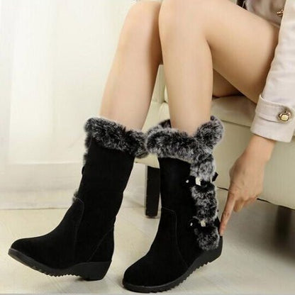 Adele – Mid-Height Women's Boots with Faux Fur for Winter