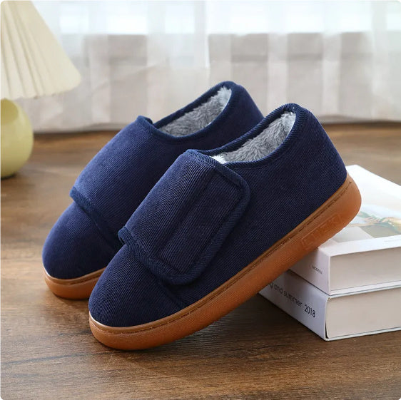 Audrey – Warm Cotton Slippers with Wide Opening