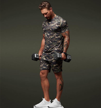 Ken – Two-Piece Men's Short-Sleeve Fitness Camouflage Sport Set