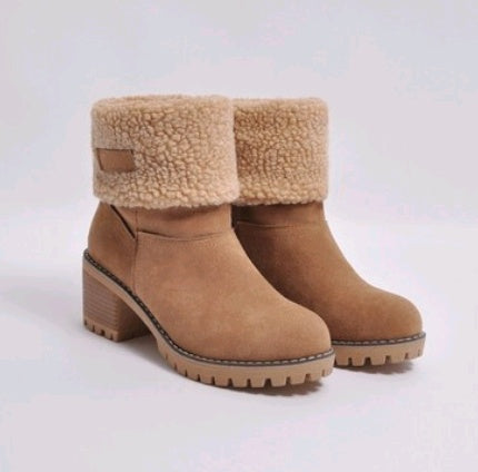 Shirley – Mid-Height Thick Heel Boots in Premium Vegan Suede