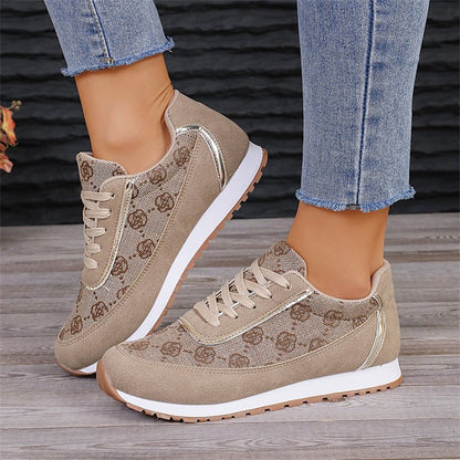 Catherine – Floral Pattern Lace-Up Sneakers Lightweight Breathable Women