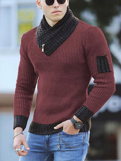 Geoff – Casual Slim Fit Knit Sweater with Shawl Collar