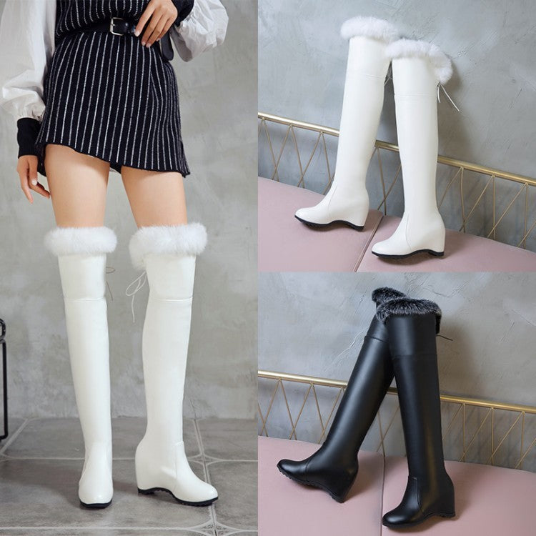 Hannah – High Wedge Boots with Faux Fur