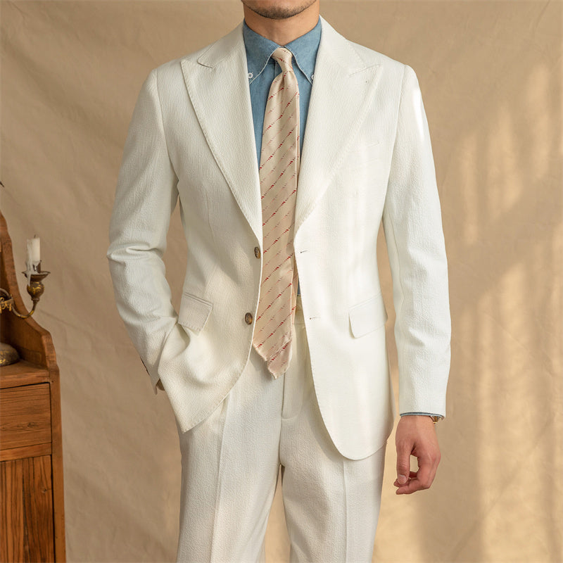 Ron – Breathable Suit with Half Lining in Bubble Yarn