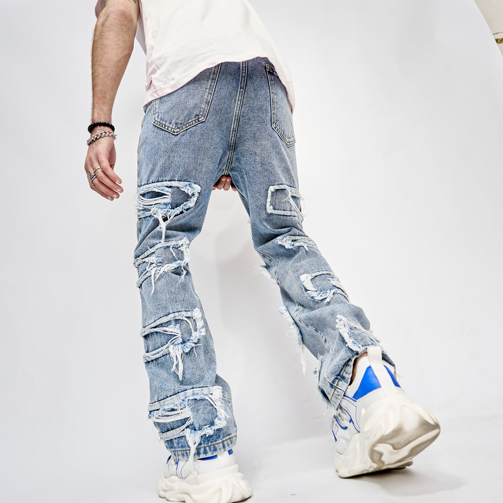 Clifford – Men's Hip-Hop Jeans with Patchwork and Straight Cut