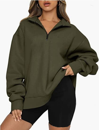 Phoebe – Casual Zip Sweatshirt with Turndown Collar