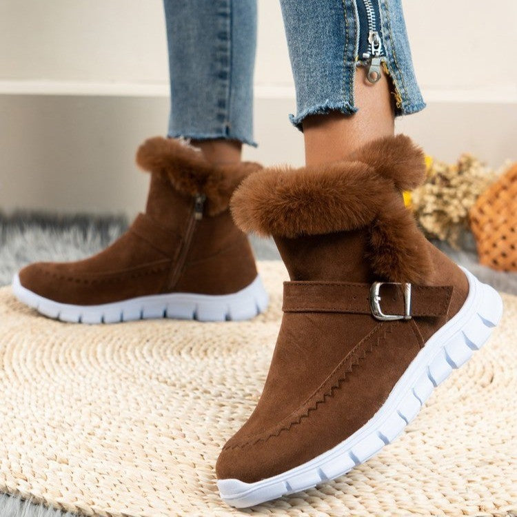 Catherine – Thick Winter Boots with Buckle Design