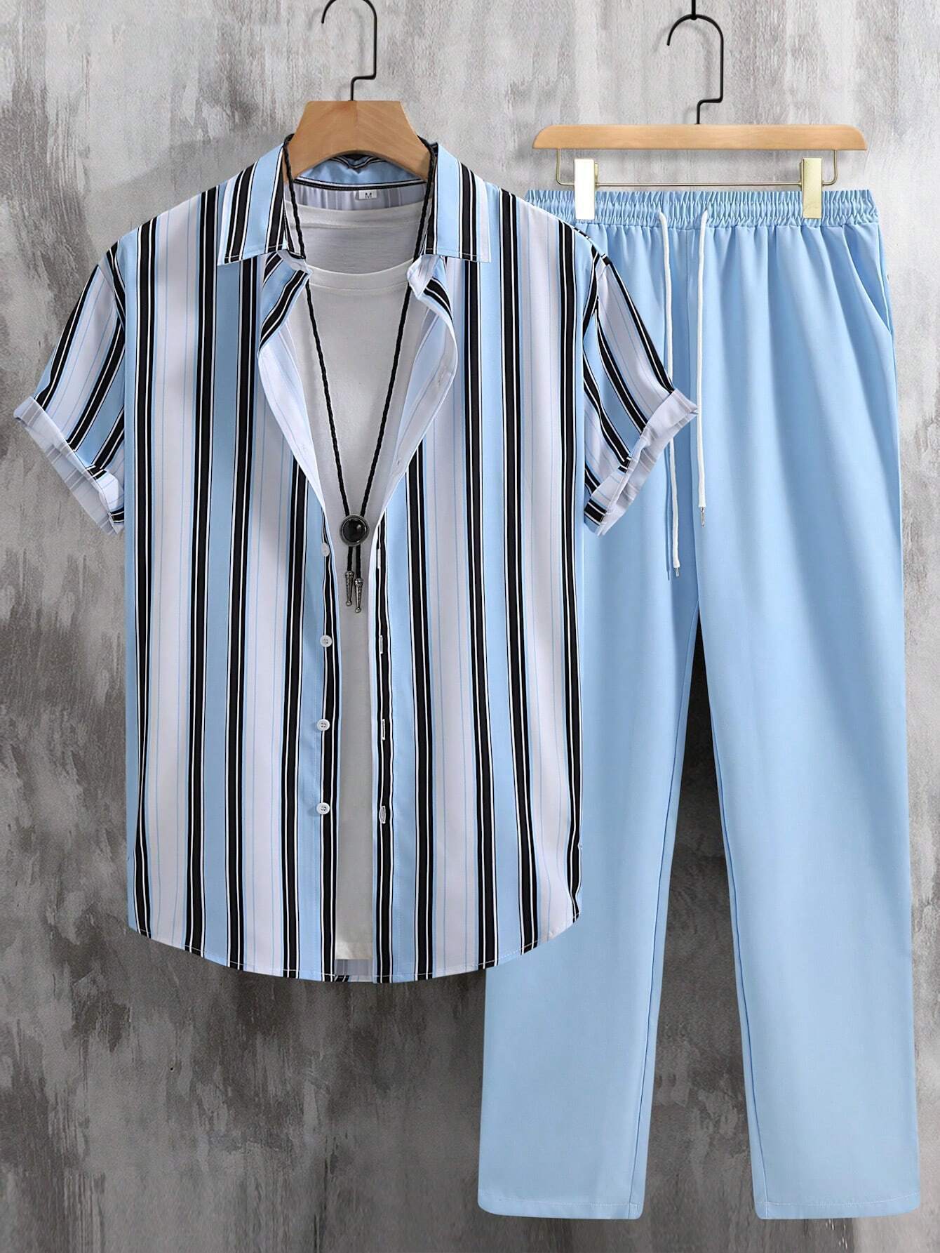 Robbie – Casual Striped Short Sleeve Shirt Suit