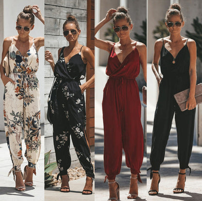 Caroline – Backless Jumpsuit with Pockets and V-Neck