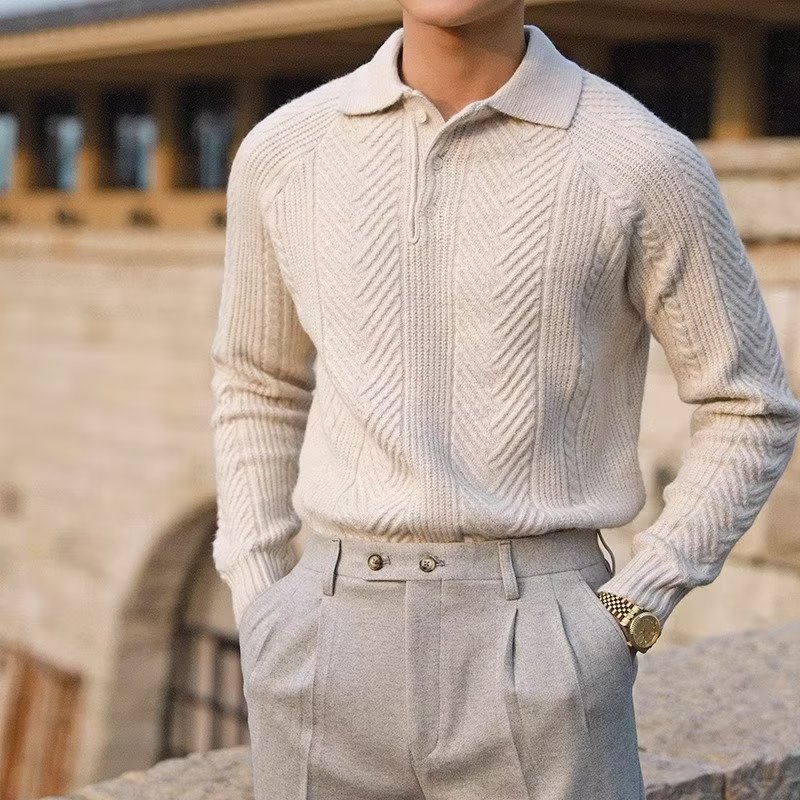 Bruce – Winter Knit Sweater with Lapel for Men