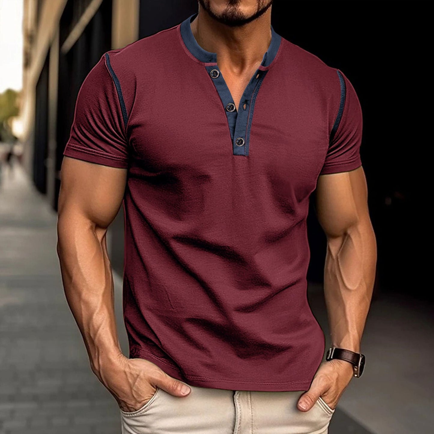 Kieran – Short Sleeve Men's Polo with V-Neck