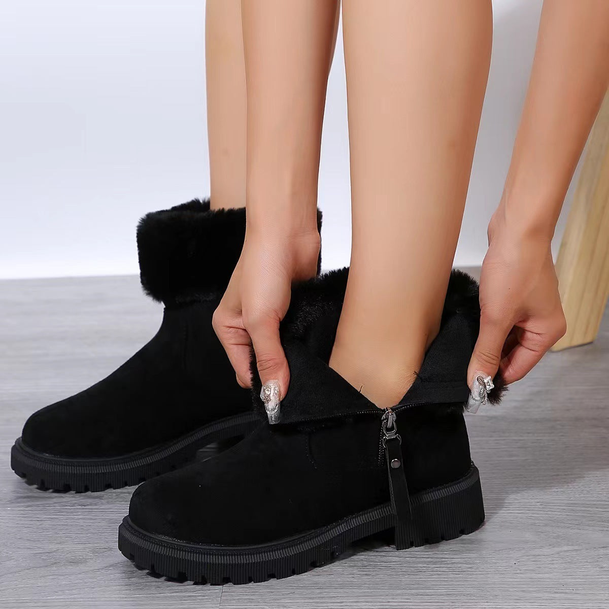 Lauren – Warm Plush Boots for Women with Side Zipper