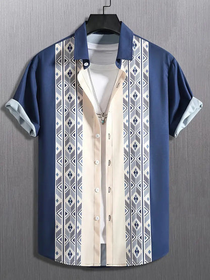 Dennis – Casual Geometric Short Sleeve Shirt for Men